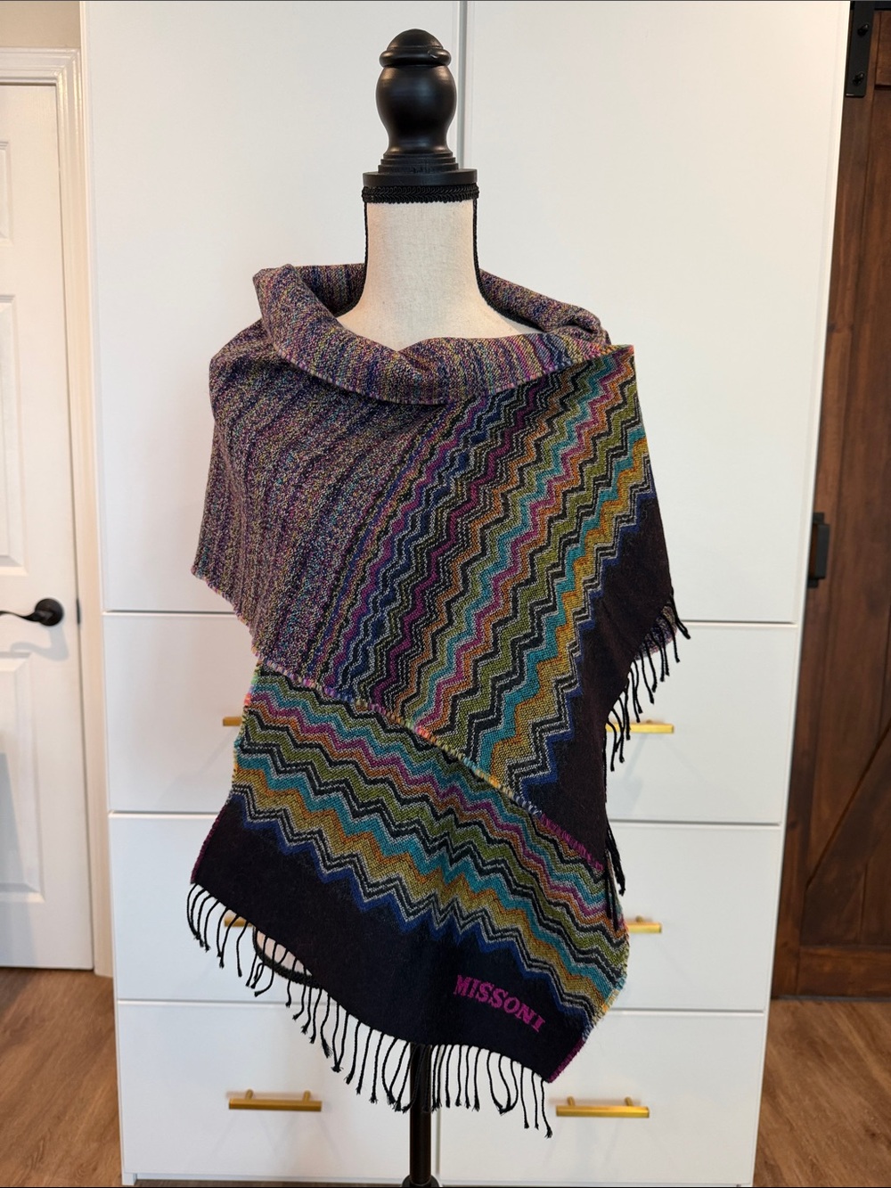 Missoni Multicolor Zigzag Fringe Wrap/Scarf